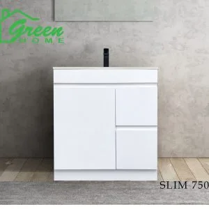 Plywood Slim Vanity - Floor Standing - Glossy White - 750mm - Lacquer Finish