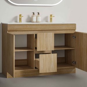 Floor Standing Plywood Vanity-1200D- Double Basin - GHF-White Oak - Image 2