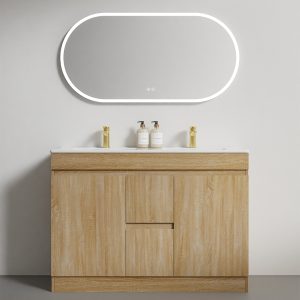 Floor Standing Plywood Vanity-1200D- Double Basin - GHF-White Oak - Image 1