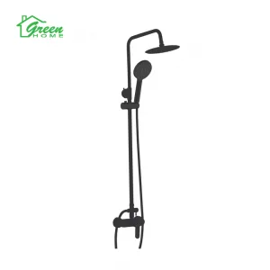 2 In 1 Round Rain Shower Set With Mixer -Black