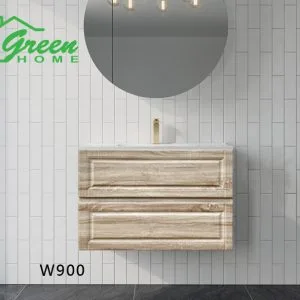 900mm Dual Drawer Wall Hung Vanity - White Oak