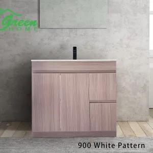 900mm Plywood Floor Standing Vanity - White Pattern