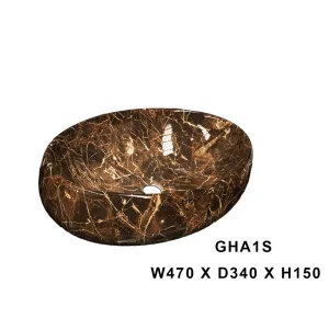 Marble Ceramic Art Basin - Countertop Basin - Dark Brown - GHA1S
