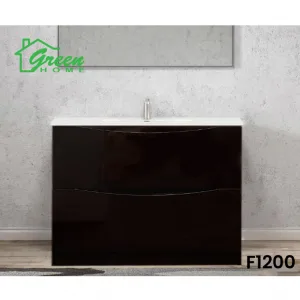 1200mm Single Basin Dual Drawer Floor Standing Vanity - Glossy Brown