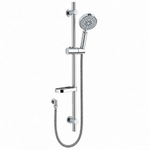 Round Slide Shower with Hand Shower & Soap Dish Chrome – Mains Pressure