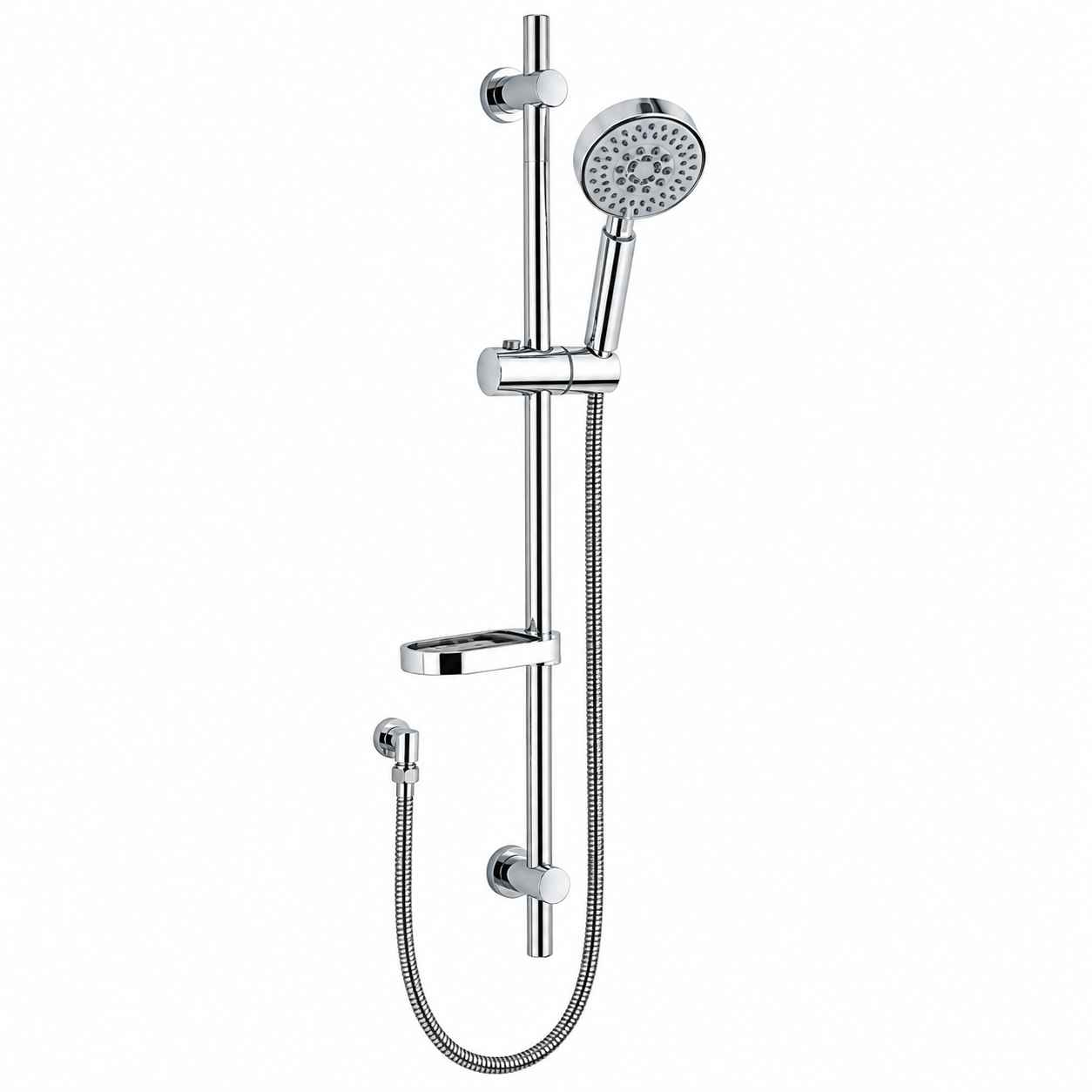 Round Slide Shower with Hand Shower & Soap Dish Chrome – Mains Pressure