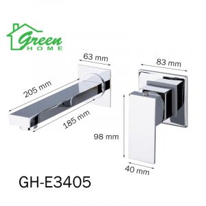 Concealed Basin & Bath Mixer- Square GH-E3405(Green Home) - Image 3