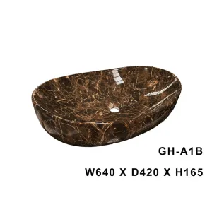 Marble Ceramic Art Basin - Countertop Basin - Dark Brown - GHA1B