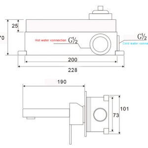 Black Bath Spout and Mixer GH-E3406B - Image 3