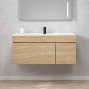 White Oak Wall-hung vanity with ceramic basin GHOL-1200