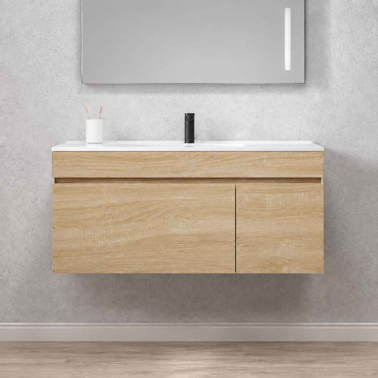 White Oak Wall-hung vanity with ceramic basin GHOL-1200