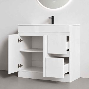Plywood Vanity – Glossy White – 900mm - Lacquer Finish - Image 2