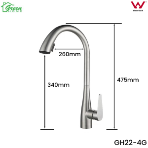 GH22-4G Pull Out Kitchen Mixer Gunmetal Grey With & Without Sensor - Image 3