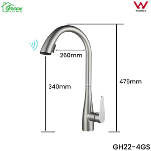 GH22-4G Pull Out Kitchen Mixer Gunmetal Grey With & Without Sensor - Image 4