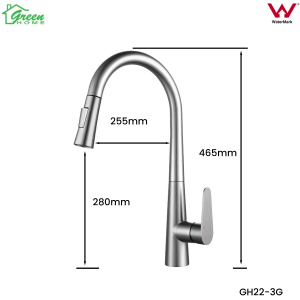 GH22-3G Pull Out Kitchen Mixer Gunmetal Grey With & Without Sensor - Image 3