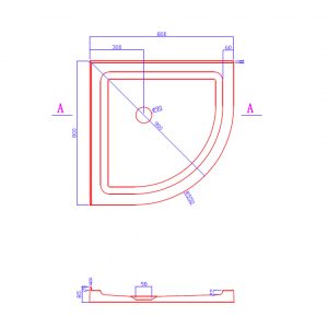 800x800 Curved Shower Tray/Base | Corner & Centre Waste - Image 4