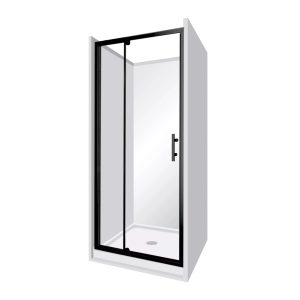 1000x1000x1000 Alcove Black Swing Door Shower Box - Image 1