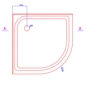 1000x1000 Curved Shower Tray/Base Corner/Centre Waste - Image 3