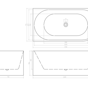 Free Standing Bath Tub Black Horse B-7126 1500mm - Image 4