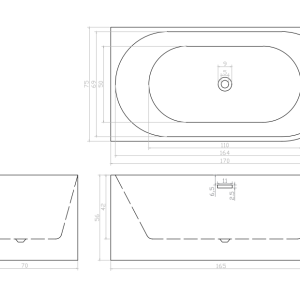 Free Standing Bath Tub Black Horse B-7126 1700mm - Image 5