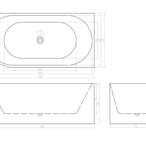 Free Standing Bath Tub Black Horse B-7126 1500mm - Image 5
