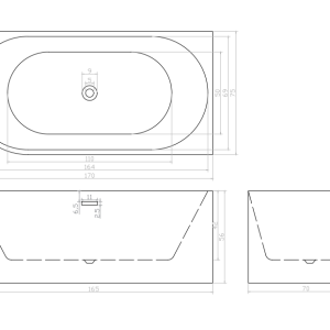 Free Standing Bath Tub Black Horse B-7126 1700mm - Image 4