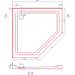 1000X1000 Diamond Shower Tray – 2 Lips – Center & Corner Waste - Image 3