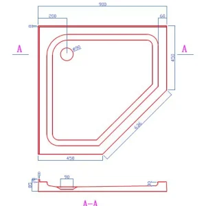 900X900 Diamond Shower Tray – 2 Lips – Center & Corner Waste - Image 4