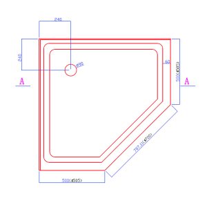 900X900 Diamond Shower Tray – 2 Lips – Center & Corner Waste - Image 3