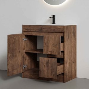 750mm Plywood Floor Standing Vanity – Rosewood - Image 2