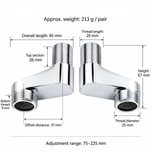 Chrome Eccentric Connector Pair – 35mm Offset (Shower / Bath Mixer) - Image 2