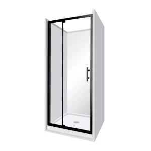 900x900x900 Black Framed Alcove Swing Door Shower Box - Image 1