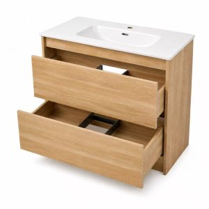900mm GH2D Plywood Floor Standing Vanity – White Oak - Image 2