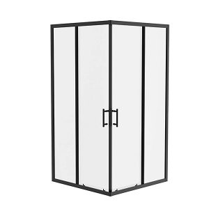 GJ-8016-1mx1mx1850 Black Frame Double Sliding Door - Glass Only - Image 1
