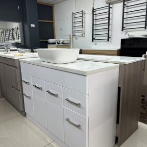 1200 Plywood Glossy White Floor Vanity - Image 3