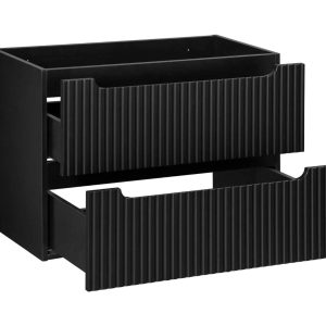750mm Modern Fluted Wall-Hung Vanity - Charcoal - Image 4