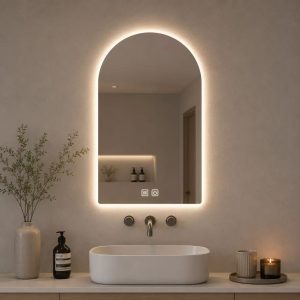 L 700 x H 1000 mm 3-Colour Selection Arch LED Mirror + Demister - Image 1