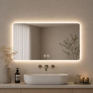 L 900 x H 750 mm 3-Colour Selection LED Mirror + Demister - Image 1