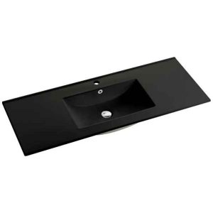 Matte Black Rectangular Ceramic Single Basin 1200mm