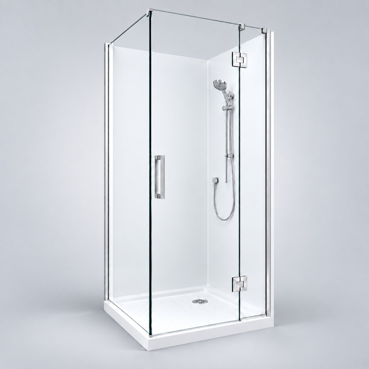 1000x1000mm Frameless Swing Door Shower Box - Chrome